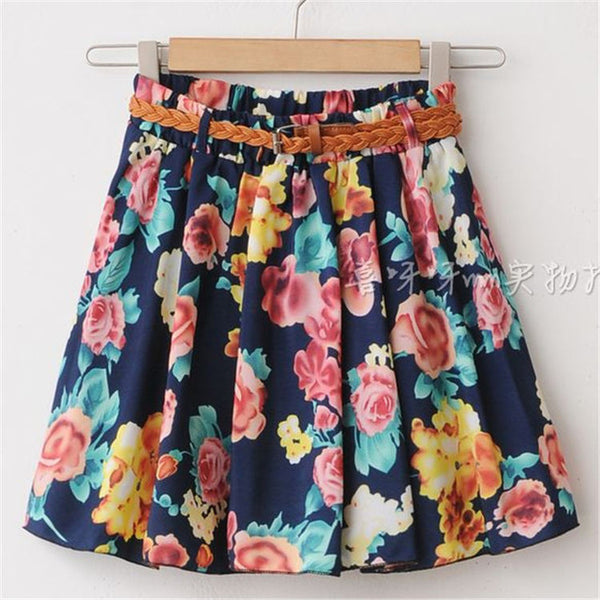 2017 SUMMER STYLE WOMEN SKIRT SAIA CASUAL CUTE ABOVE KNEE MINI SHORT SAIAS CHIFFON SKIRTS GIRLS INTERLINING BLUE BLACK (NO BELT)