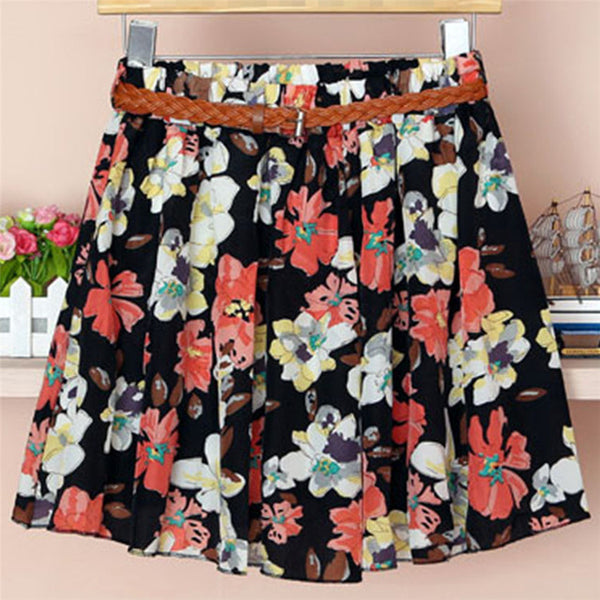 2017 SUMMER STYLE WOMEN SKIRT SAIA CASUAL CUTE ABOVE KNEE MINI SHORT SAIAS CHIFFON SKIRTS GIRLS INTERLINING BLUE BLACK (NO BELT)