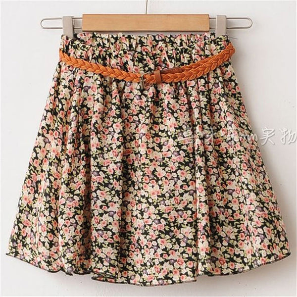 2017 SUMMER STYLE WOMEN SKIRT SAIA CASUAL CUTE ABOVE KNEE MINI SHORT SAIAS CHIFFON SKIRTS GIRLS INTERLINING BLUE BLACK (NO BELT)