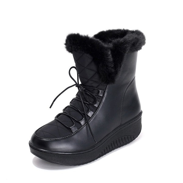 Asumer Hot Sale Shoes Women Boots Solid Slip-On Soft Cute Women Snow Boots Round Toe Flat with Winter Fur Ankle Boots
