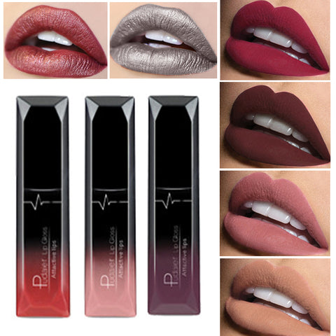 Brand Makeup 2017 Lip Gloss Colors Cosmetics Long Lasting Pigment Metallic Sexy Red Lip Tint Velvet Matte Nude Liquid Lipstick