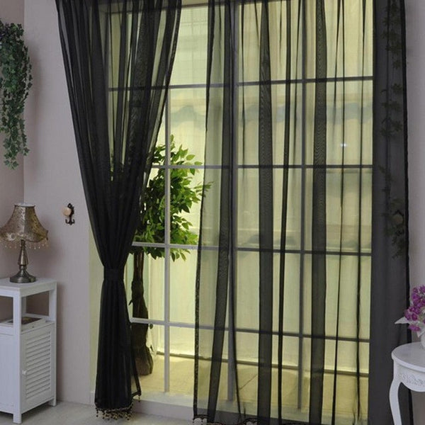 Voile Curtain Transparent Tulle Curtains Window Screening Treatments Living Room Children Bedroom Sheer Curtain Multi-color