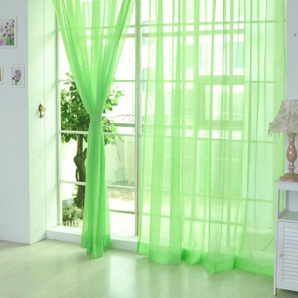 Voile Curtain Transparent Tulle Curtains Window Screening Treatments Living Room Children Bedroom Sheer Curtain Multi-color