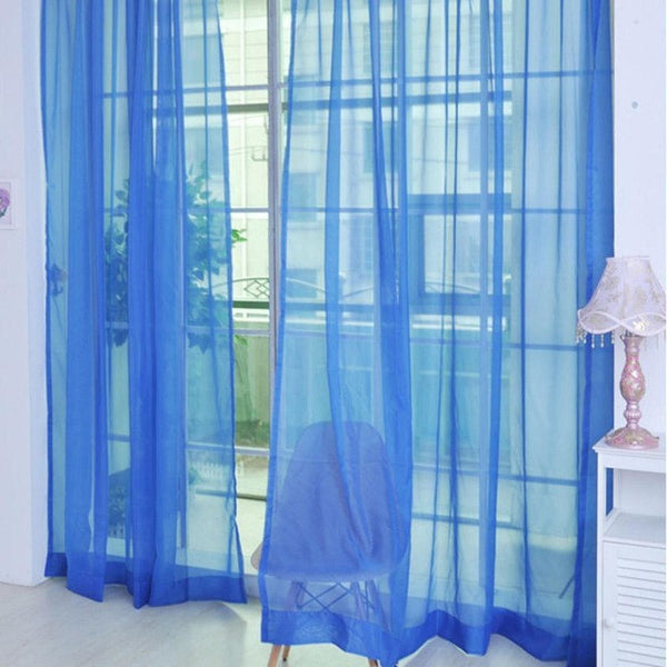 Voile Curtain Transparent Tulle Curtains Window Screening Treatments Living Room Children Bedroom Sheer Curtain Multi-color