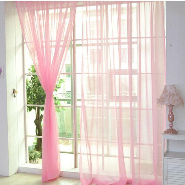 Voile Curtain Transparent Tulle Curtains Window Screening Treatments Living Room Children Bedroom Sheer Curtain Multi-color