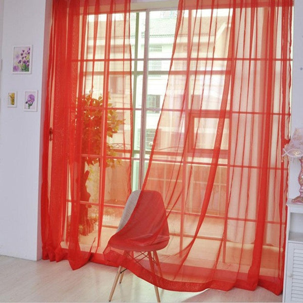 Voile Curtain Transparent Tulle Curtains Window Screening Treatments Living Room Children Bedroom Sheer Curtain Multi-color