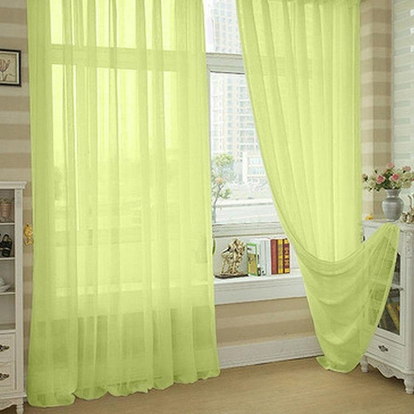 Voile Curtain Transparent Tulle Curtains Window Screening Treatments Living Room Children Bedroom Sheer Curtain Multi-color