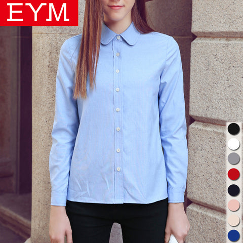 Women Blouses 2017 New Arrived EYM Brand Casual Cotton Oxford Long Sleeved Shirt Blusas Plus Size Women Tops Chemise Femme Style