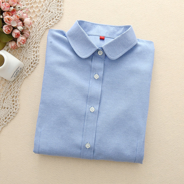EYM Brand New Women Blouses Shirts Oxford Cotton Long Sleeve Ladies White Casual Shirt Plus Size Blouses Female Clothing Tops