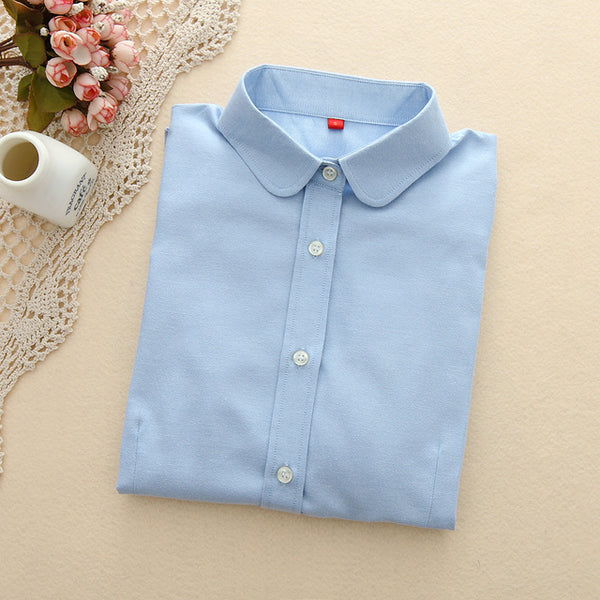 EYM Brand New Women Blouses Shirts Oxford Cotton Long Sleeve Ladies White Casual Shirt Plus Size Blouses Female Clothing Tops