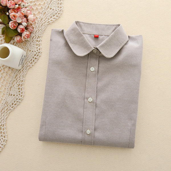 EYM Brand New Women Blouses Shirts Oxford Cotton Long Sleeve Ladies White Casual Shirt Plus Size Blouses Female Clothing Tops