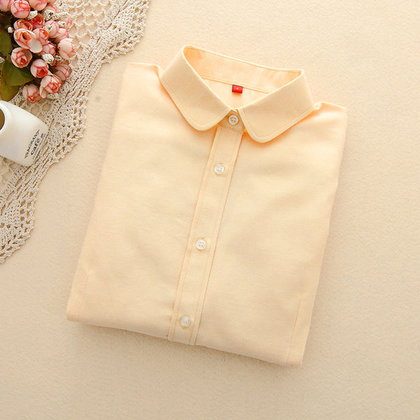 EYM Brand New Women Blouses Shirts Oxford Cotton Long Sleeve Ladies White Casual Shirt Plus Size Blouses Female Clothing Tops