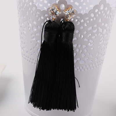 2016 Europe Style Bohemian Shiny Rhinestone Chunky Long Tassel Earrings For Girls Fashion Pendientes