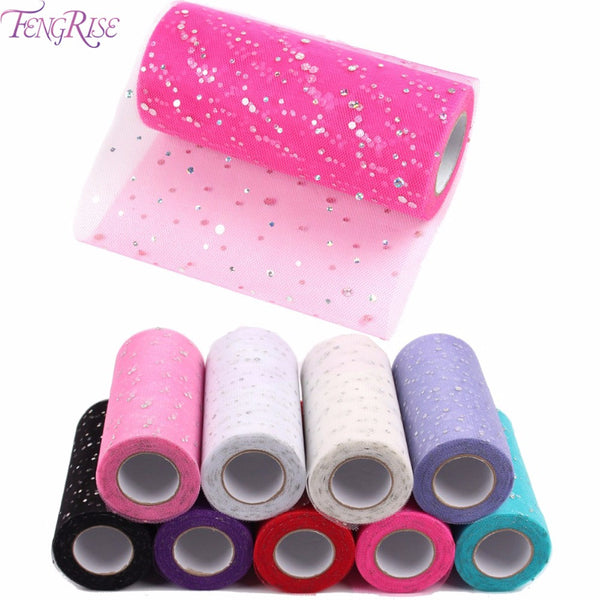 FENGRISE Fabric Patchwork 25yards Sewing Accessories Textile Sequin Tulle Roll Tutu Crafts Material Cheap Apparel Organza Cloth