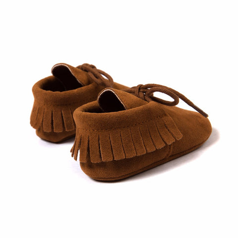 Baby Boy Girl Baby Moccasins Soft Moccs Shoes Bebe Fringe Soft Soled Non-slip Footwear Crib Shoes New PU Suede Leather Newborn