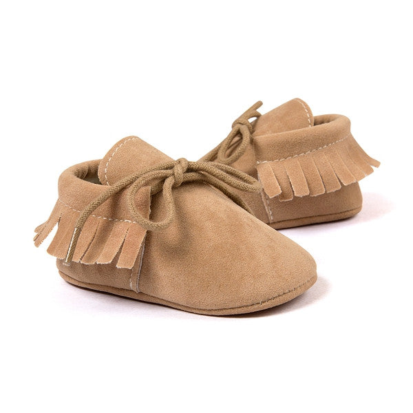 Baby Boy Girl Baby Moccasins Soft Moccs Shoes Bebe Fringe Soft Soled Non-slip Footwear Crib Shoes New PU Suede Leather Newborn