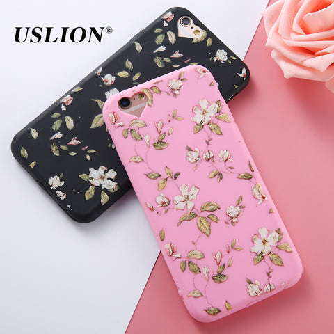 For iPhone 5 5s SE 6 6s 7 7 Plus Phone Case Love Heart Retro Flower Green Leaves Soft TPU Phone Back Cover Cases for iphone 7