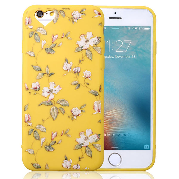 For iPhone 5 5s SE 6 6s 7 7 Plus Phone Case Love Heart Retro Flower Green Leaves Soft TPU Phone Back Cover Cases for iphone 7