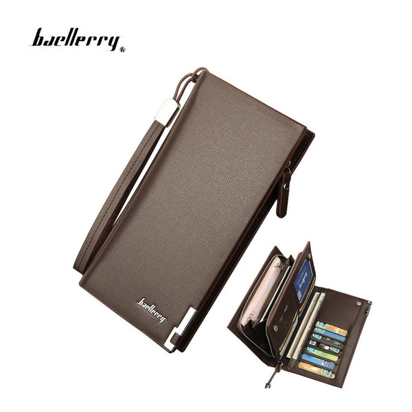 2017 Baellerry Business Men's Wallets Solid PU Leather Long Wallet Portable Cash Purses Casual Standard Wallets Male Clutch Bag