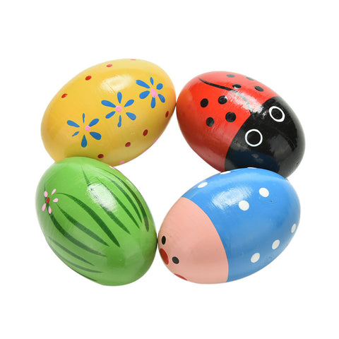 Children Wooden Sand Eggs Instruments Percussion Musical Toys Colors Random