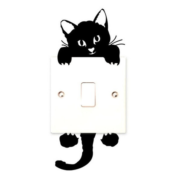 New Qualified 2017 New hot Viny Cat Wall Stickers Light Switch Art Baby Nursery bedroom Decor  Levert Dropship dig6314