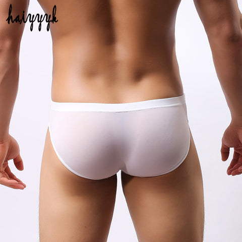 2017 New men's low-waist briefs modal Ice silk no trace sexy gay men underwear u convex design brave underpants men wholesale