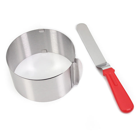 Set of 2, Stainless Steel Mousse Mould Cake Bakeware Adjustable Setting Ring 6" to 12" , 5.5-inch Spatula