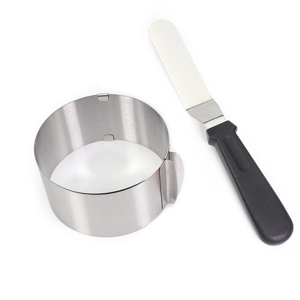 Set of 2, Stainless Steel Mousse Mould Cake Bakeware Adjustable Setting Ring 6" to 12" , 5.5-inch Spatula