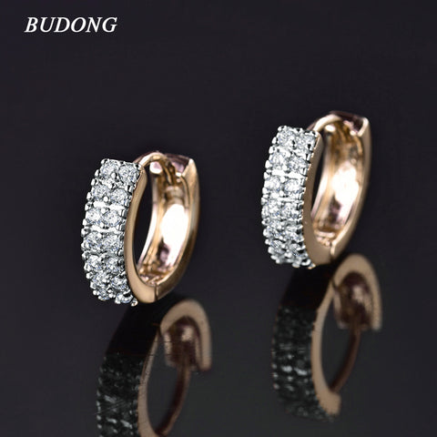 BUDONG Vintage Women Round Earrings Cubic Zirconia Silver/Gold-Color Infinity White Crystal Luxury Hoop Earring Jewelry E101