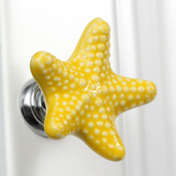 Furniture Handles Starfish Cabinet Knobs and Handles Ceramic Door Knob Cupboard Drawer Kitchen Pull Handle Home Decoration+Screw