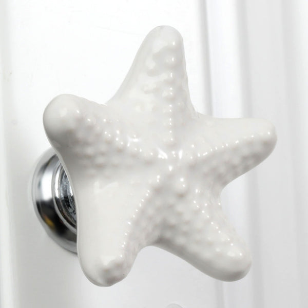 Furniture Handles Starfish Cabinet Knobs and Handles Ceramic Door Knob Cupboard Drawer Kitchen Pull Handle Home Decoration+Screw