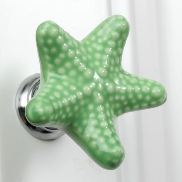 Furniture Handles Starfish Cabinet Knobs and Handles Ceramic Door Knob Cupboard Drawer Kitchen Pull Handle Home Decoration+Screw