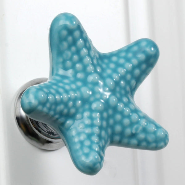 Furniture Handles Starfish Cabinet Knobs and Handles Ceramic Door Knob Cupboard Drawer Kitchen Pull Handle Home Decoration+Screw