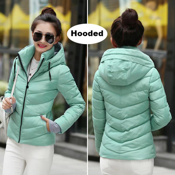 2017 Winter Jacket women Plus Size Womens Parkas Thicken Outerwear solid hooded Coats Short Female Slim Cotton padded basic tops