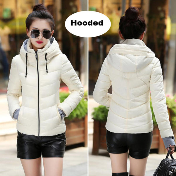 2017 Winter Jacket women Plus Size Womens Parkas Thicken Outerwear solid hooded Coats Short Female Slim Cotton padded basic tops