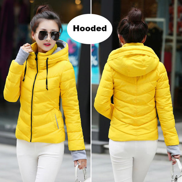 2017 Winter Jacket women Plus Size Womens Parkas Thicken Outerwear solid hooded Coats Short Female Slim Cotton padded basic tops