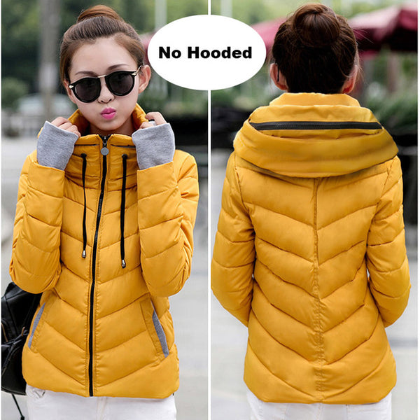 2017 Winter Jacket women Plus Size Womens Parkas Thicken Outerwear solid hooded Coats Short Female Slim Cotton padded basic tops