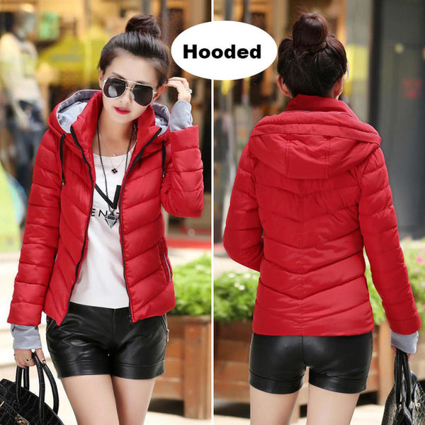 2017 Winter Jacket women Plus Size Womens Parkas Thicken Outerwear solid hooded Coats Short Female Slim Cotton padded basic tops