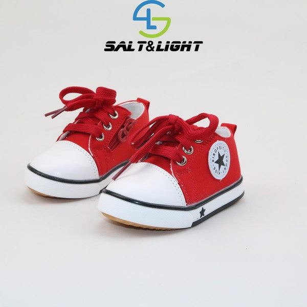 Hot sale children casual canvas shoes flat toddler shoes for boys girls outdoor lace up kids fashion sneakers size 21-25