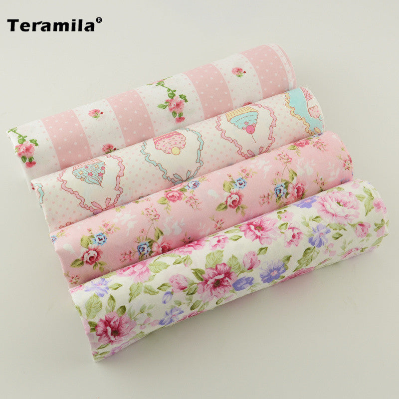 4 Pieces/lot Cotton Patchwork Twill Fabric Fat Quarter Materials Curtain Set Bedding teramila Child Table Deoration Cloth Sewing
