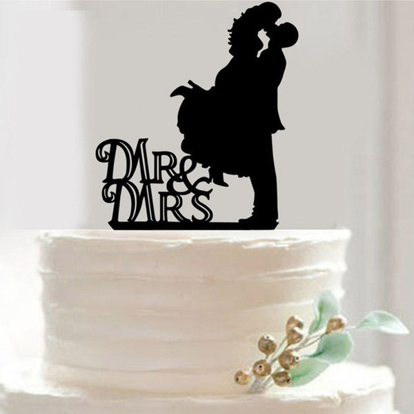 Hot Sale Wedding Decoration Cake Topper Mr Mrs Acrylic Black Romantic Bride Groom For Wedding Cake Topper Party Favors