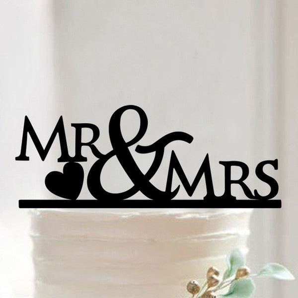 Hot Sale Wedding Decoration Cake Topper Mr Mrs Acrylic Black Romantic Bride Groom For Wedding Cake Topper Party Favors