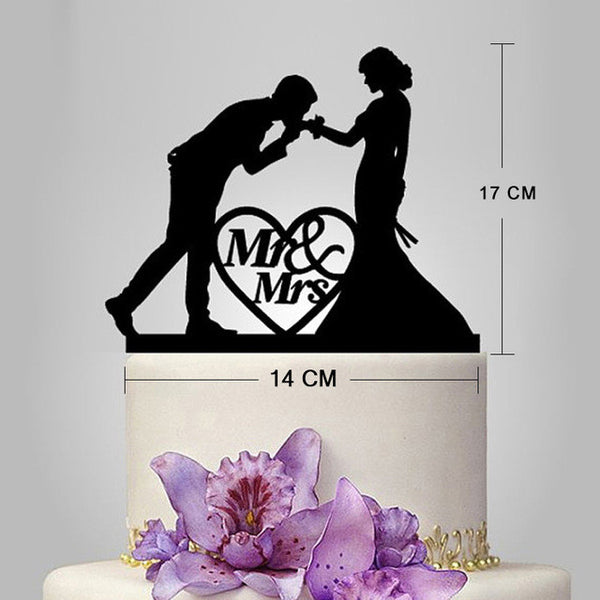 Hot Sale Wedding Decoration Cake Topper Mr Mrs Acrylic Black Romantic Bride Groom For Wedding Cake Topper Party Favors