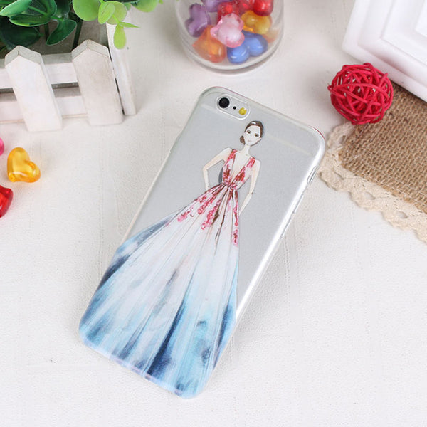 Clear Mobile Phone Case For iphone 4 4s 5 5s 5se 6 6s 7 Case Capa Fashion Shopping Casual Girls Pattern White Coque Shells Funda