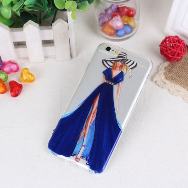 Clear Mobile Phone Case For iphone 4 4s 5 5s 5se 6 6s 7 Case Capa Fashion Shopping Casual Girls Pattern White Coque Shells Funda