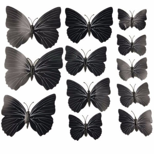BORNISKING House Decoration 12 PCS Stereo Butterflies Refrigerator Stickers Home Decor Removable 3D Wall Stickers Home Decor