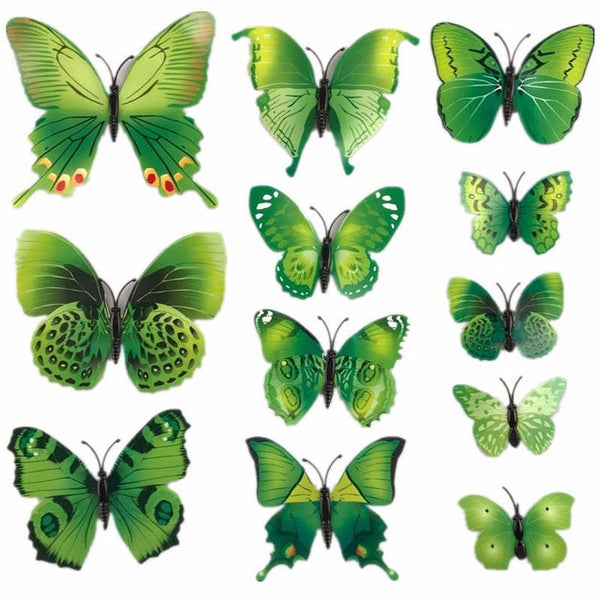 BORNISKING House Decoration 12 PCS Stereo Butterflies Refrigerator Stickers Home Decor Removable 3D Wall Stickers Home Decor