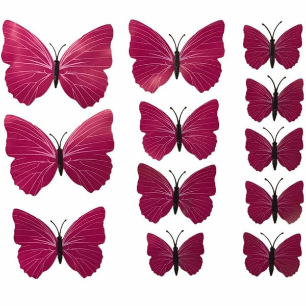 BORNISKING House Decoration 12 PCS Stereo Butterflies Refrigerator Stickers Home Decor Removable 3D Wall Stickers Home Decor