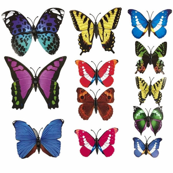 BORNISKING House Decoration 12 PCS Stereo Butterflies Refrigerator Stickers Home Decor Removable 3D Wall Stickers Home Decor