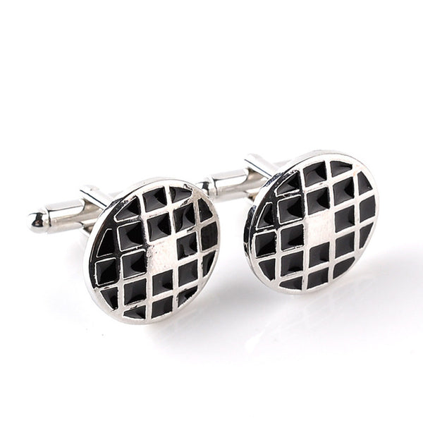 Men's character high-end business-style cuffs white shirt accessories wedding gifts black series classic steady cuffs man-made c